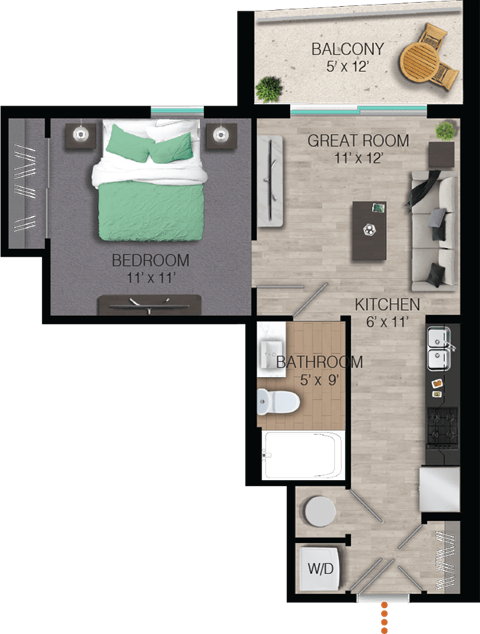 A1 Floor Plan at Quantum Apartments, Fort Lauderdale, Florida