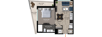 A2 Floor Plan at Quantum Apartments, Fort Lauderdale