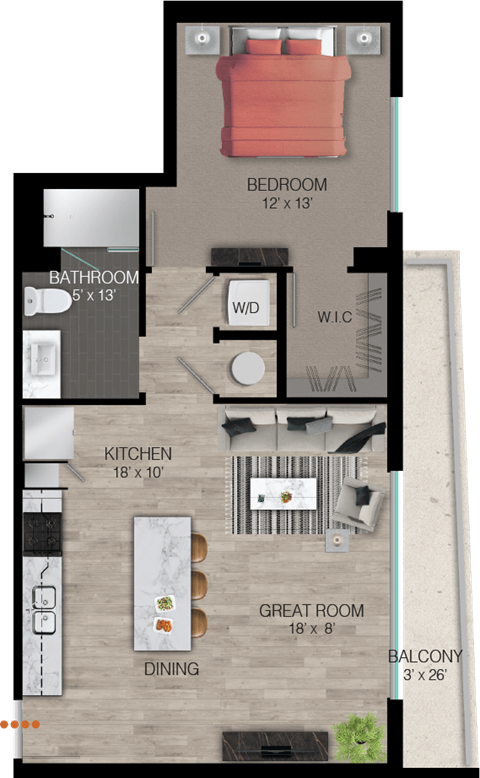 A5 Floor Plan at Quantum Apartments, Fort Lauderdale, FL, 33304