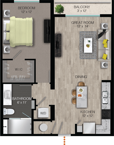 A6 Floor Plan at Quantum Apartments, Fort Lauderdale, FL