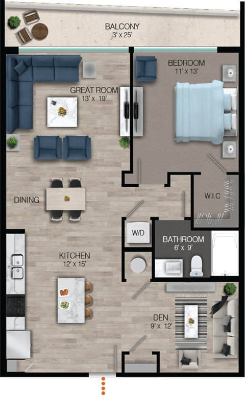 A7 Floor Plan at Quantum Apartments, Fort Lauderdale, 33304