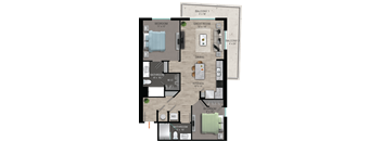 B1 Floor Plan at Quantum Apartments, Fort Lauderdale, Florida