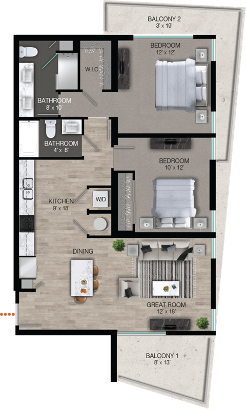 B2 Floor Plan at Quantum Apartments, Fort Lauderdale