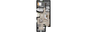 One Bedroom Floor Plan at Playa Apartments, Key Largo, Florida