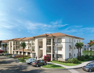 a rendering of a large apartment complex with cars parked in front of it at The Orchard at Portofino Vineyards, Fort Myers - Photo Gallery 3