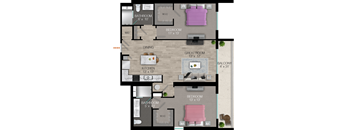 UB4 Floor Plan at Quantum Apartments, Fort Lauderdale, 33304