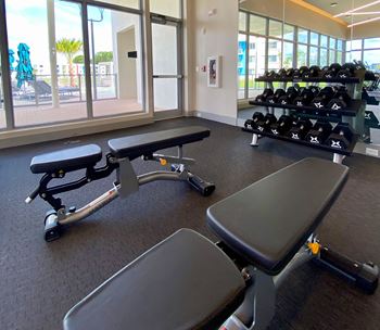 Fitness Center featuring cardio and weight equipment