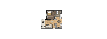 the bedroom floor plan of 625 sq ft