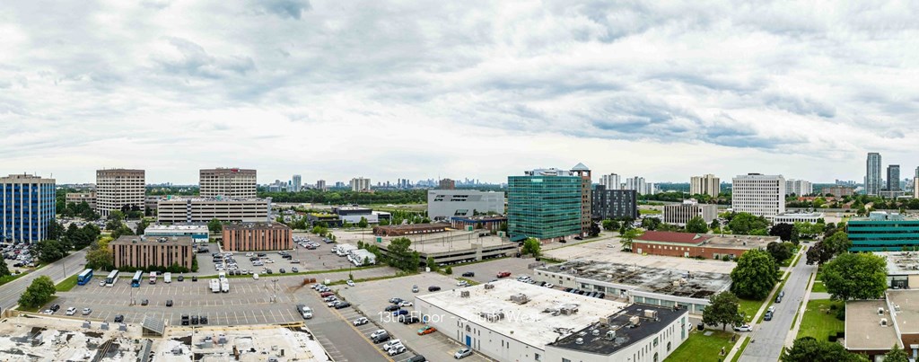 a view of the city from a skyscraper