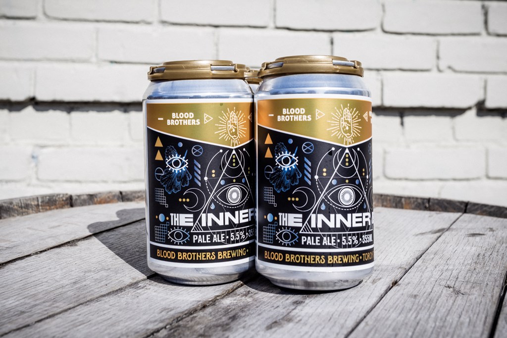 two cans of blood brothers beer