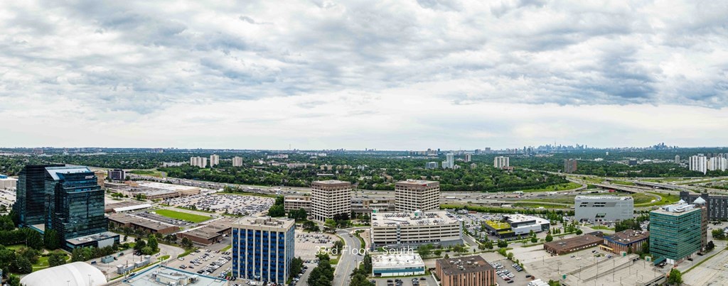 a view of the city from a skyscraper