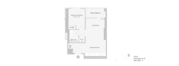 a floor plan of a house with a bedroom and a living room