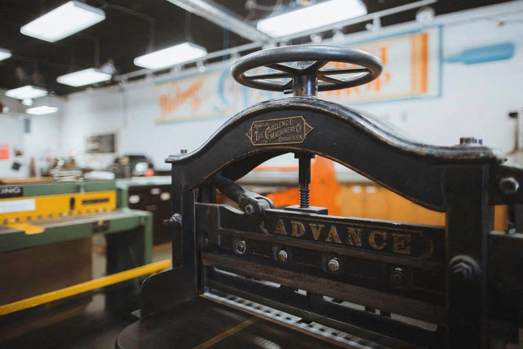 an old typewriter in a factory