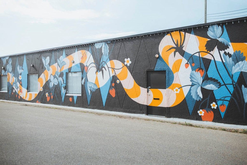 a mural on the side of a building