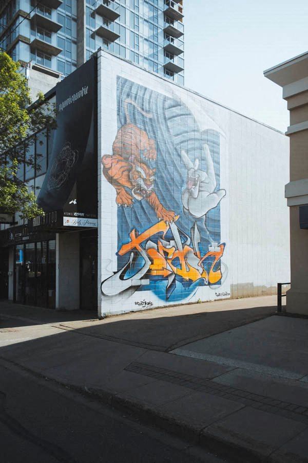 a large mural on the side of a building