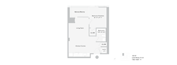 a floor plan of a house with a bedroom and a living room