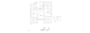 a floor plan of a house with two bedrooms and two bathrooms