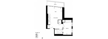 a floor plan of a house with a bedroom and a living room