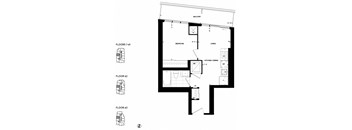 a floor plan of a small house with a bedroom and a living room