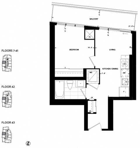 a floor plan of a small house with a bedroom and a living room