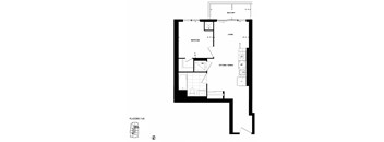a floor plan of a house with a bedroom and a living room