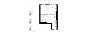 a floor plan of a house with a bedroom and a living room