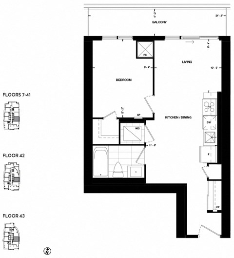 a floor plan of a house with a bedroom and a living room