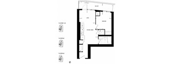a floor plan of a small house with a bedroom and a living room