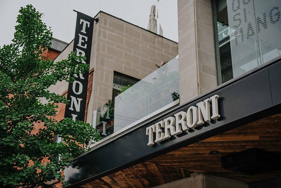 a large sign on the side of a building