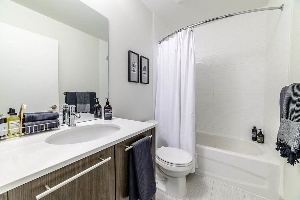 a bathroom with a sink and a toilet and a bath tub