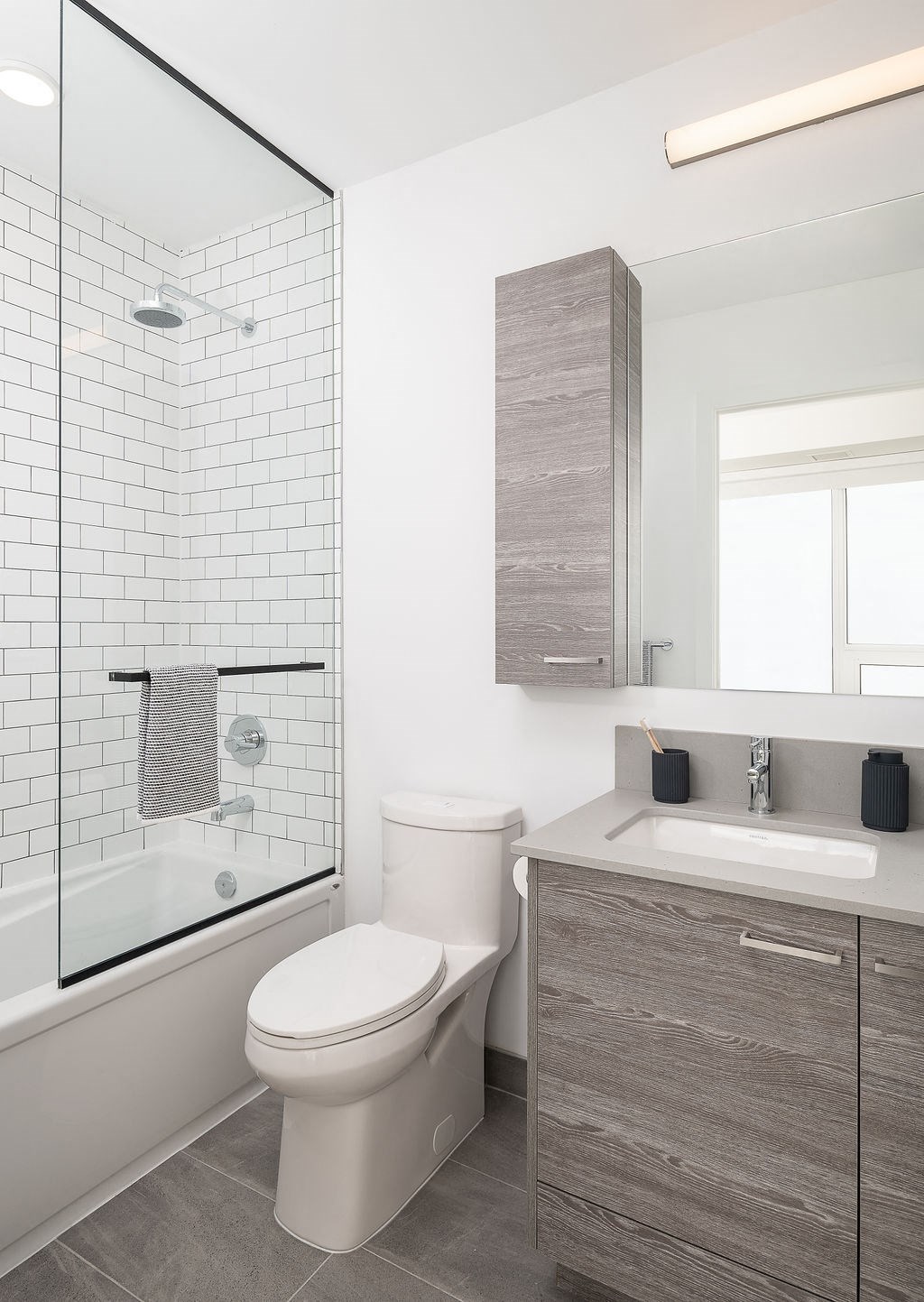 bathroom with gray accents