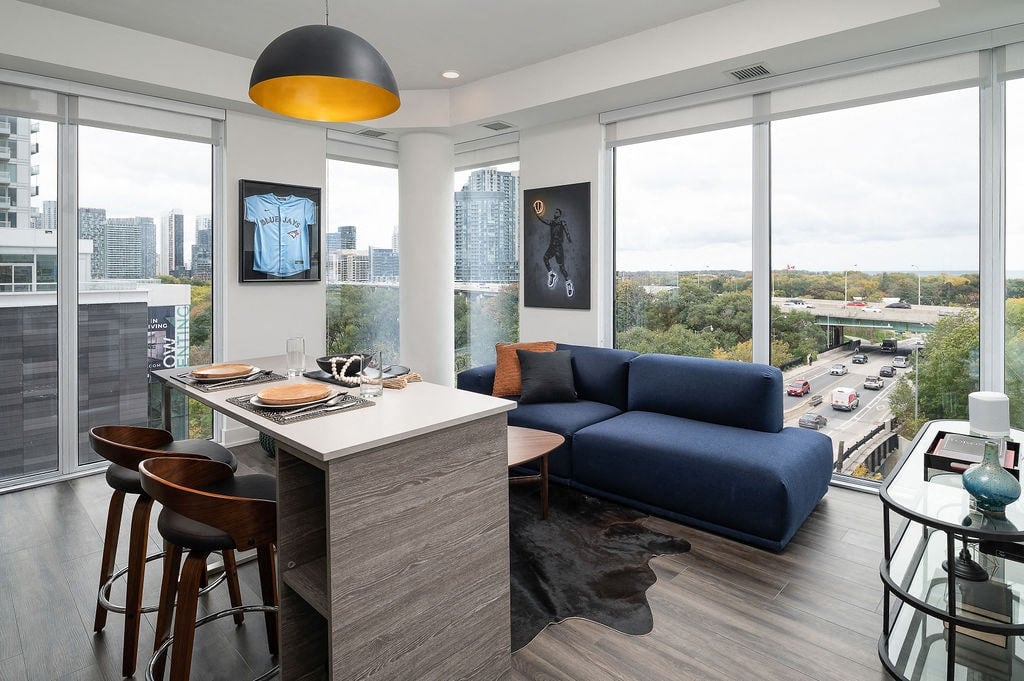 liberty village studio apartment with views of downtown