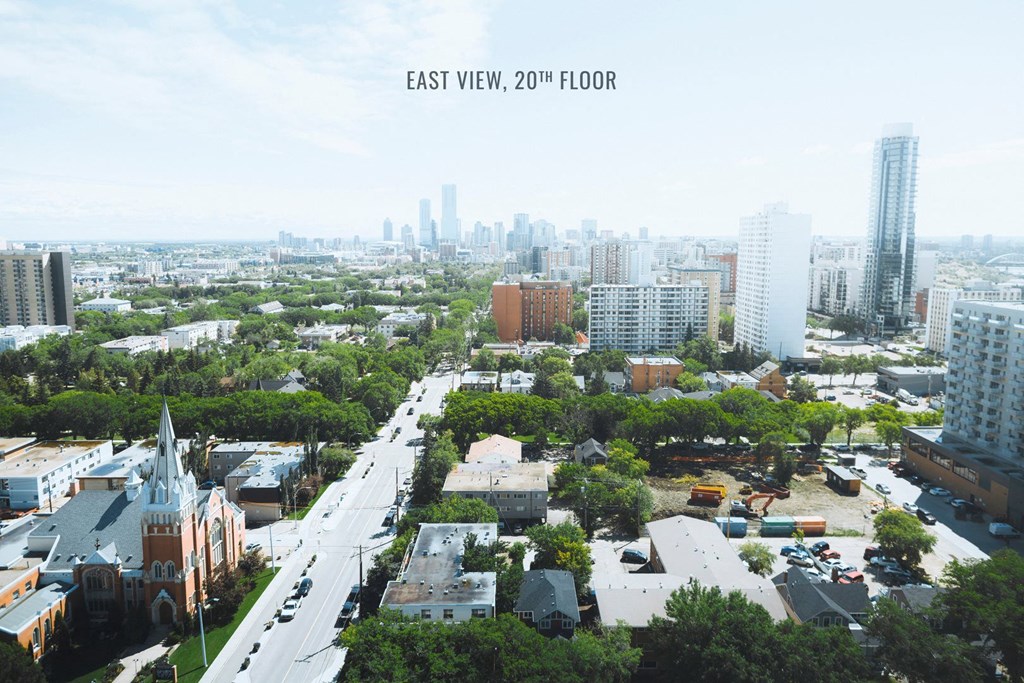 a view of the city from the roof of a building