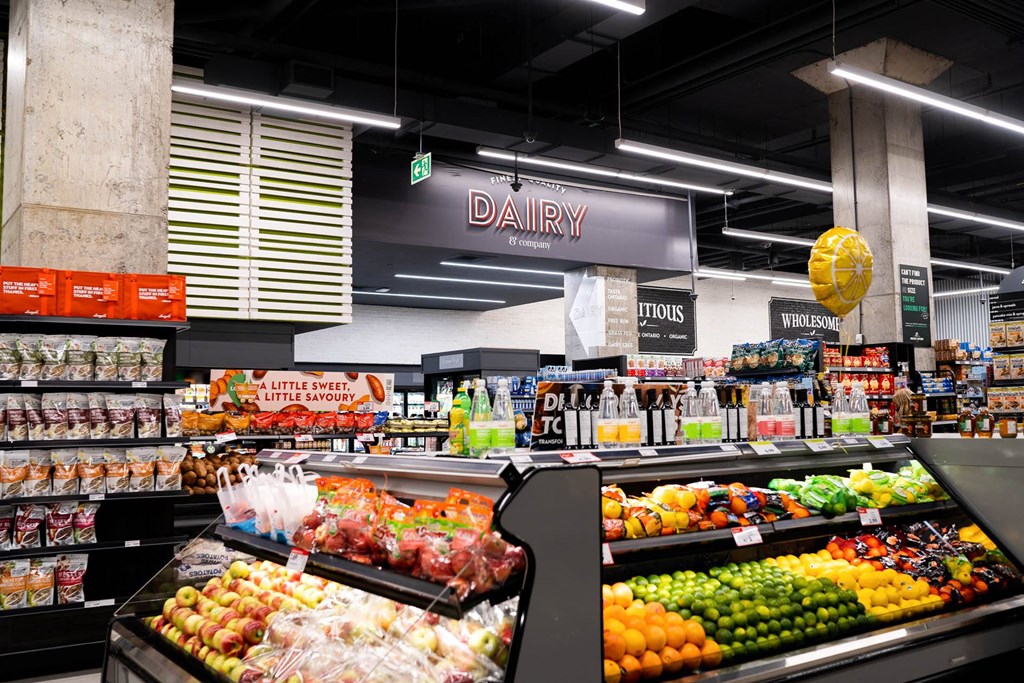 a view of the produce section of a dahlia supermarket