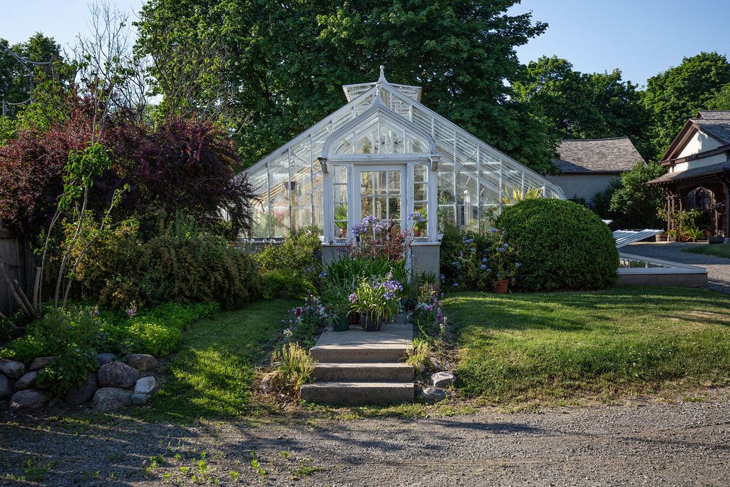 greenhouse with steps leading up to it