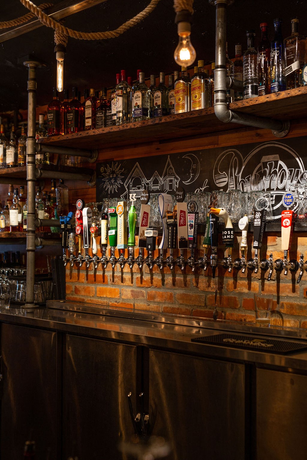 bar with beer kegs