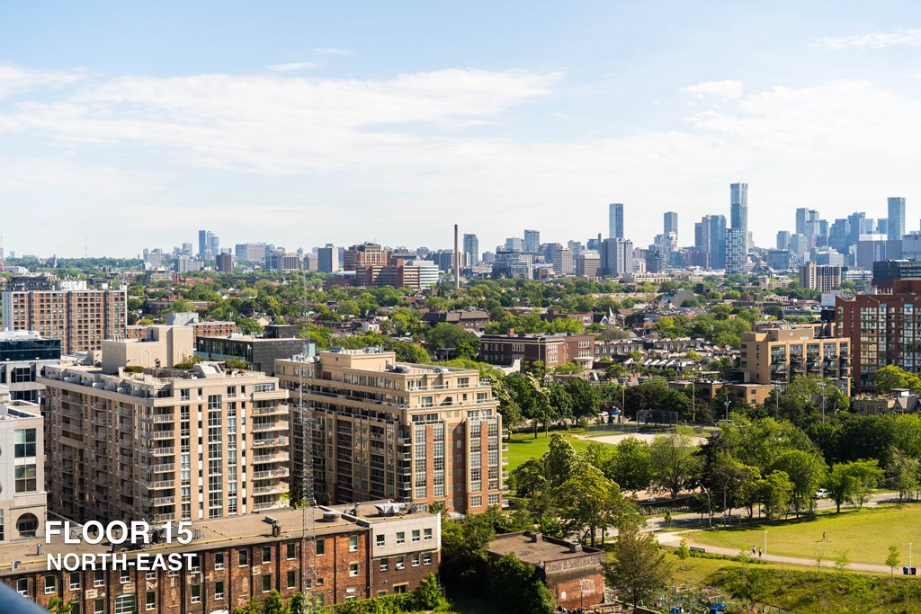 Northeast view from 15th floor of liberty house of downtown toronto skyline