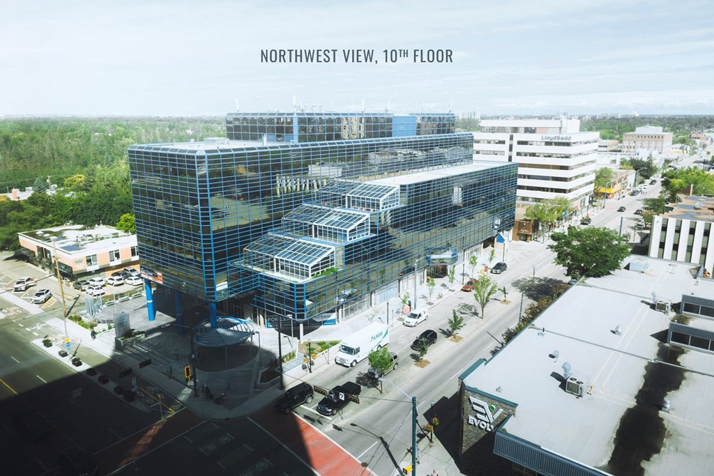 a rendering of the northwest view top floor office building in northeast