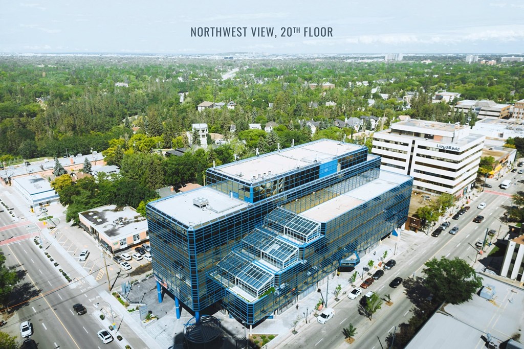 an aerial view of the northwest view 20th floor building of the north west view