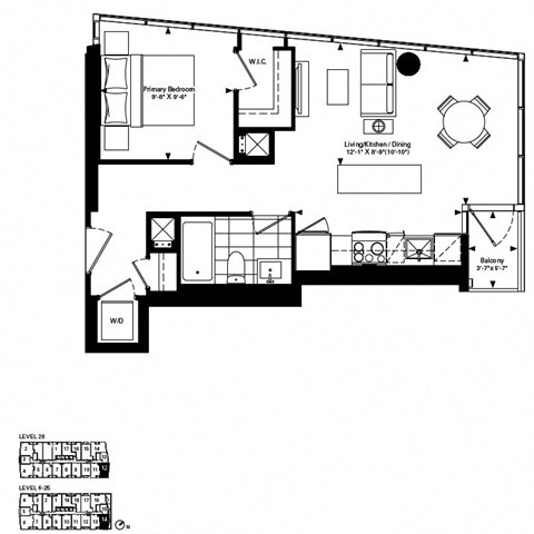 1 bed 1 bath floorplan