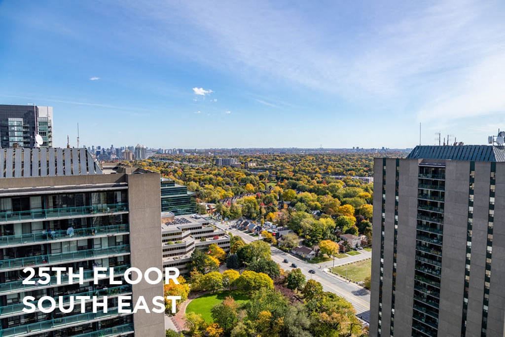 an aerial view of the 25th floor of a building overlooking the city ofeast
