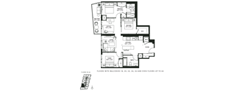 A floor plan of a house with a living room, kitchen, and bathroom.