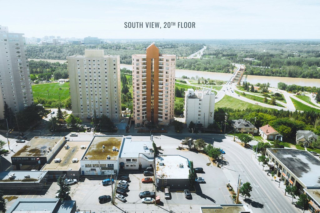 a view of the city from the roof of a building
