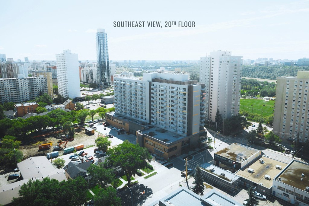 a view of the city from the roof of a building