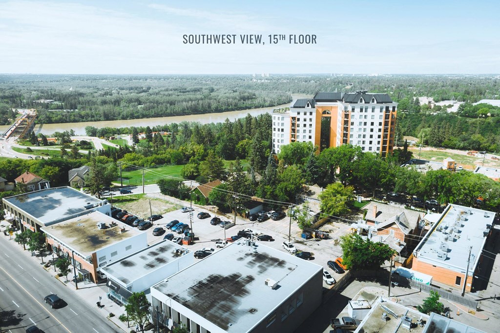 a view of the city from the roof of a building