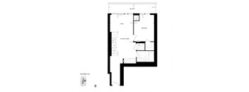 a floor plan of a small house with a bedroom and a living room
