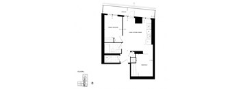 a floor plan of a house with a bedroom and a living room