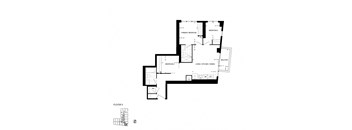 a floor plan of a house with a large asymmetrical floor plan with a staircase