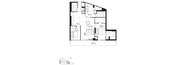 A black and white image of a floor plan for a house.