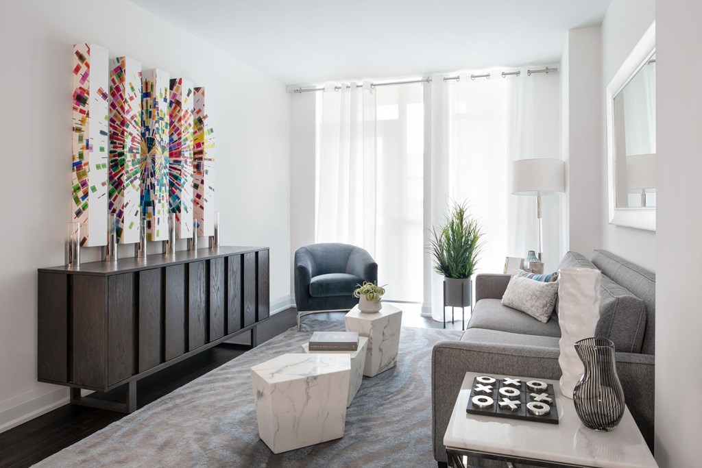 a living room with a couch and a coffee table